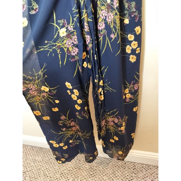 Reformation Mademoiselle Sofi Floral Jumpsuit Tie Waist Navy - Picture 7 of 10